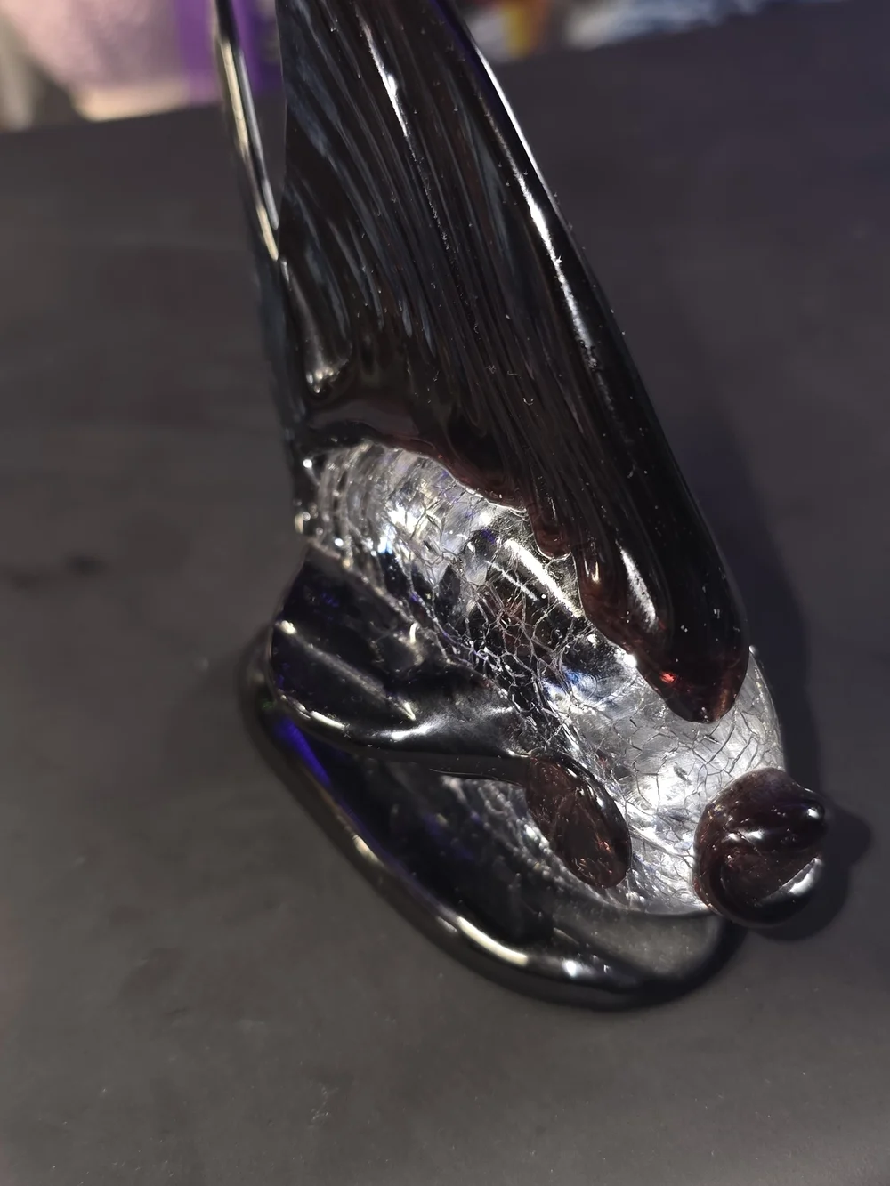 Black Glass Angelfish Aquarium Accent - Decorative Fish Figurine